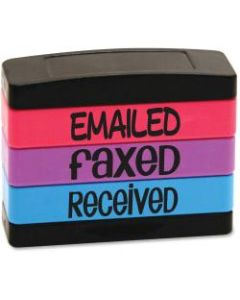 U.S. Stamp & Sign Emailed Message Stamp Set, "EMAILED, FAXED, RECEIVED", Assorted Colors