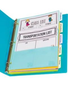 C-Line Bright Multi-pocket 5-tab Index Dividers - 5 Write-on Tab(s) - 5 Tab(s)/Set - Letter - 8 1/2in Width x 11in Length - 3 Hole Punched - Green Polypropylene, Orange, Purple, Yellow, Turquoise Divider - 5 / Set