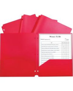 C-Line 2-pocket Heavyweight Poly Portfolio Pocket - 11.4in Length - 100 mil Thickness - For Letter 8 1/2in x 11in Sheet - 3 x Holes - Ring Binder - Rectangular - Red - Polypropylene - 25 / Box
