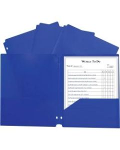 C-Line 2-pocket Heavyweight Poly Portfolio Pocket - 11.4in Length - 100 mil Thickness - For Letter 8 1/2in x 11in Sheet - 3 x Holes - Ring Binder - Rectangular - Blue - Polypropylene - 25 / Box