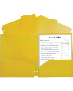 C-Line 2-pocket Heavyweight Poly Portfolio Pocket - 11.4in Length - 100 mil Thickness - For Letter 8 1/2in x 11in Sheet - 3 x Holes - Ring Binder - Rectangular - Yellow - Polypropylene - 25 / Box
