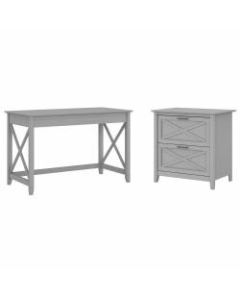 Bush Furniture Key West 48inW Writing Desk With 2-Drawer Lateral File Cabinet, Cape Cod Gray, Standard Delivery
