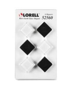Lorell Square Glass Cap Rare Earth Magnets - Square - 6 / Pack - Black, White