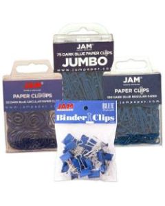 JAM Paper 4-Piece Office Clip Fastener Set, Blue