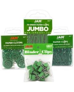 JAM Paper 4-Piece Office Clip Fastener Set, Green