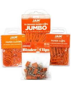 JAM Paper 4-Piece Office Clip Fastener Set, Orange