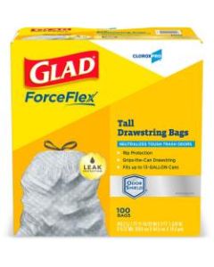 Glad ForceFlex Tall Kitchen Trash Bags - 13 gal - 0.90 mil (23 Micron) Thickness - White - 15600/Pallet - 100 Per Box - Kitchen, Can, Office, Breakroom, School, Restaurant, Commercial, Cafeteria
