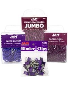 JAM Paper 4-Piece Office Clip Fastener Set, Purple