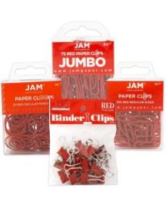 JAM Paper 4-Piece Office Clip Fastener Set, Red