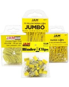 JAM Paper 4-Piece Office Clip Fastener Set, Yellow