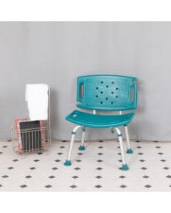 Flash Furniture Hercules Adjustable Bath And Shower Chair With Extra-Wide Back, 33-1/4inH x 19inW x 20-3/4inD, Teal