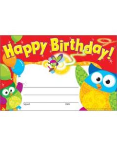 Trend Happy Birthday Owl-Stars Recognition Awards - "Happy Birthday" - 8.5in x 5.5in - Multicolor - 30 / Pack