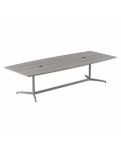Bush Business Furniture 120inW x 48inD Boat-Shaped Conference Table With Metal Base, Platinum Gray, Premium Installation
