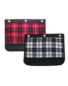 Inkology Plaid Binder Pencil Pouches, 10inH x 4-1/2inW x 1inD, Assorted Colors, Pack Of 6 Pouches