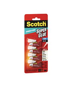 Scotch Super Glue, Liquid, Single-Use, 0.07 Oz., Pack Of 4