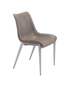 Zuo Modern Magnus Dining Chairs, Gray/Brushed Stainless Steel, Set Of 2 Chairs