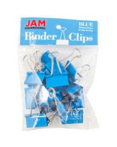 JAM Paper Designer Binder Clips, Medium, 3/4in Capacity, Blue, Bag Of 15 Clips