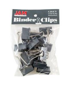 JAM Paper Designer Binder Clips, Medium, 3/4in Capacity, Gray, Bag Of 15 Clips