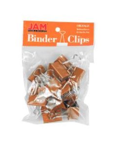 JAM Paper Designer Binder Clips, Medium, 3/4in Capacity, Orange, Bag Of 15 Clips