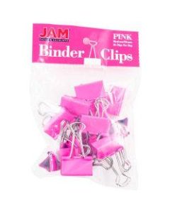 JAM Paper Designer Binder Clips, Medium, 3/4in Capacity, Pink, Bag Of 15 Clips
