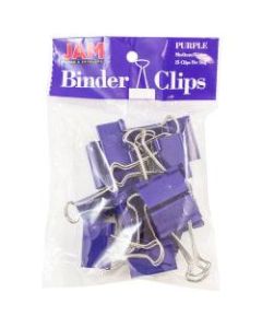 JAM Paper Designer Binder Clips, Medium, 3/4in Capacity, Purple, Bag Of 15 Clips