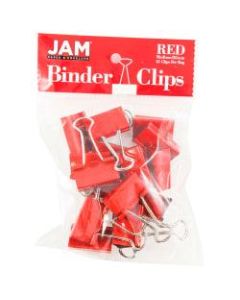 JAM Paper Designer Binder Clips, Medium, 3/4in Capacity, Red, Bag Of 15 Clips