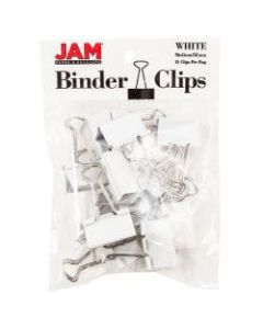 JAM Paper Designer Binder Clips, Medium, 3/4in Capacity, White, Bag Of 15 Clips