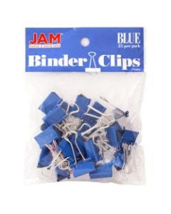JAM Paper Designer Binder Clips, Small, 1/2in Capacity, Blue, Bag Of 25 Clips