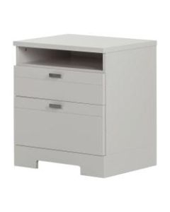 South Shore Reevo Nightstand With Cord Catcher, 22-1/2inH x 22-1/4inW x 17inD, Soft Gray