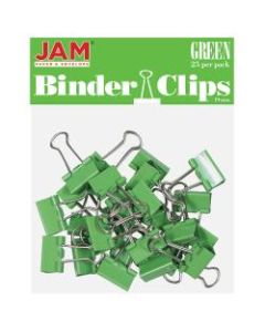 JAM Paper Designer Binder Clips, Small, 1/2in Capacity, Green, Bag Of 25 Clips