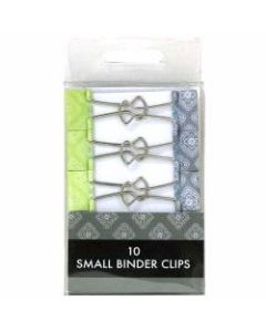 JAM Paper Designer Binder Clips, Small, 1/2in Capacity, Green/Gray, Pack Of 10 Clips