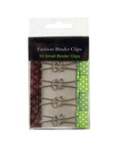 JAM Paper Designer Binder Clips, Small, 1/2in Capacity, Polka Dot/Damask, Pack Of 10 Clips