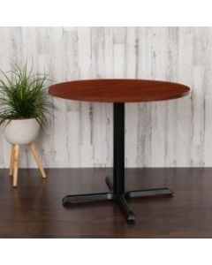 Flash Furniture Round Multipurpose Conference Table, 30inH x 35-1/2inW x 35-1/2inD, Cherry/Black