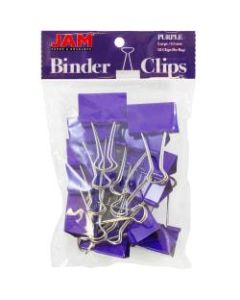 JAM Paper Designer Binder Clips, Small, 1/2in Capacity, Purple, Pack Of 25 Clips