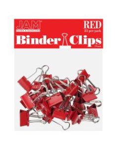 JAM Paper Designer Binder Clips, Small, 1/2in Capacity, Red, Pack Of 25 Clips