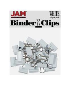 JAM Paper Designer Binder Clips, Small, 1/2in Capacity, White, Pack Of 25 Clips