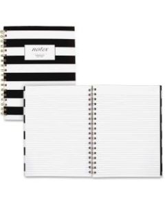 Cambridge Hardcover Wirebound Notebook - Twin Wirebound - Both Side Ruling Surface - Ruled - 7.3in x 9.5in - 80 Sheets - Black & White Cover Stripe - Hard Cover, Dual Sided - 1Each