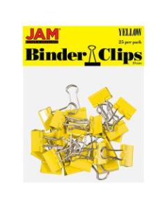 JAM Paper Designer Binder Clips, Small, 1in Capacity, Yellow, Pack Of 25 Clips
