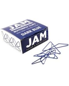 JAM Paper Butterfly Clips, Large, 1in Capacity, Blue, Pack Of 15 Clips