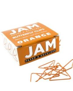 JAM Paper Butterfly Clips, Large, 1in Capacity, Orange, Pack Of 15 Clips