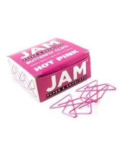 JAM Paper Butterfly Clips, Medium, 1in Capacity, Pink, Pack Of 15 Clips