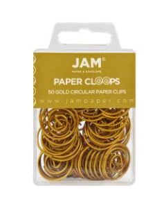 JAM Paper Circular Paper Clips, 1in, Gold, Box Of 50 Clips