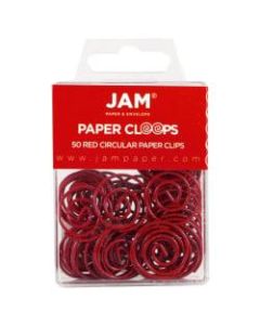 JAM Paper Circular Paper Clips, 1in, Red, Box Of 50 Clips