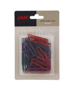 JAM Paper Jumbo Paper Clips, 2in, Assorted Colors, Box Of 60 Paper Clips