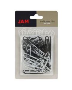 JAM Paper Jumbo Paper Clips, 2in, Black/White, Pack Of 60 Paper Clips