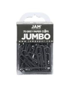 JAM Paper Jumbo Paper Clips, 2in, Gray, Pack Of 75 Paper Clips