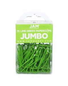 JAM Paper Jumbo Paper Clips, 2in, Lime Green, Pack Of 75 Paper Clips