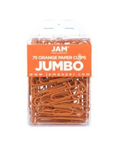 JAM Paper Jumbo Paper Clips, 2in, Orange, Pack Of 75 Paper Clips