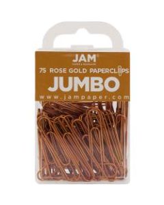 JAM Paper Jumbo Paper Clips, 2in, Rose Gold, Pack Of 75 Paper Clips
