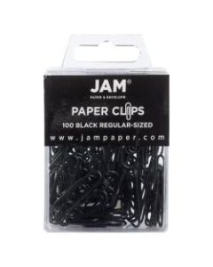 JAM Paper Regular Paper Clips, 1in, Black, Pack Of 100 Paper Clips